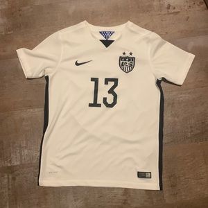 Authentic USWNT 2015 World Cup Home White Nike Jersey, Alex Morgan #13, size YM